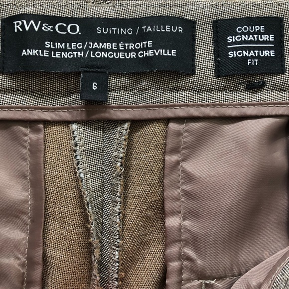 RW&CO Slim Leg Ankle Length Suit Pant Linen Blend Signature Fit Dressy Size 6 - Picture 3 of 16